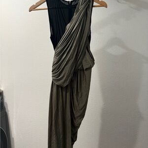 Alexander Wang Black and Olive Asymmetrical Dress